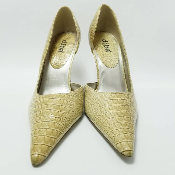 Diba Zana D'orsay Heels Shoes Crocodile Skin Pointed Toe Slip On Size 7M - Picture 6 of 12
